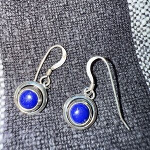 Silver and Blue Dangle Earrings